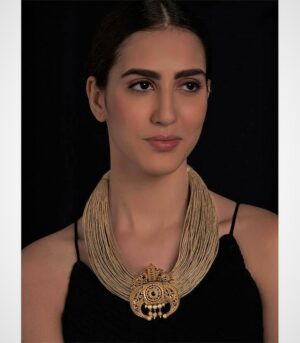 Jute Thread Necklace With Gold Plated Pendant