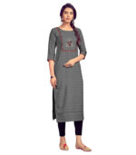 Grey Viscose Hand Embroidery And Original Mirror Work Kurti