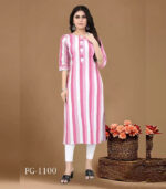 Pink Pure Cotton Lining Weaving Kurti Only