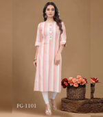 Peach Pure Cotton Lining Weaving Kurti Only