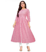 Pink Pure Cotton With Long Kurtis