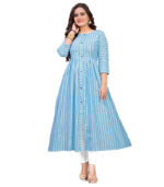 Light Blue Pure Cotton With Long Kurtis