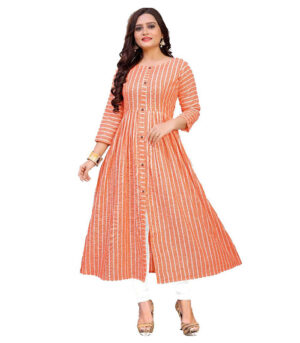 Orange Pure Cotton With Long Kurtis