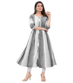 Grey Pure Cotton With WeaviGrey Pure Cotton With Weaving Long Kurting Long Kurti