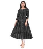 Black Pure Cotton With Weaving Long Kurtis