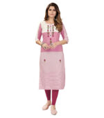 Pink Pure Khadi Lining And Weaving Kurtis