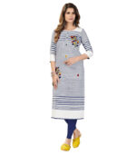 Blue Pure Khadi Lining And Weaving Kurtis