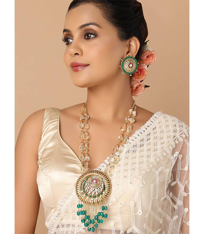 Kundan sales polki necklace