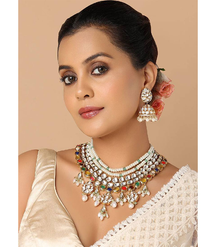 White polki necklace set discount