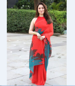 Tamannaah Bhatia’s Red Georgette Crush Bollywood Saree