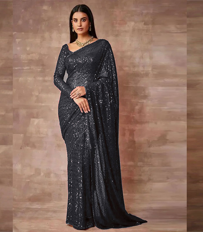 Pure Satin Silk Designer made Saree with Blouse Pre-stitched Saree - Teeya  Creation - 4138669