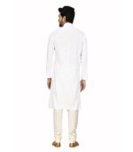 White Silk Traditional Wear Kurta Pyjama