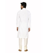 White Silk Traditional Wear Kurta Pyjama