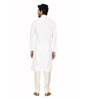 White Silk Traditional Wear Kurta Pyjama