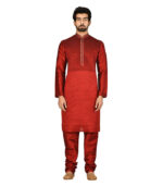 Maroon Silk Ethnic Wear Kurta Pyjama