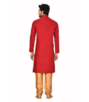 Red Cotton Ceremonial Kurta Pyjama