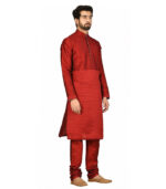 Maroon Silk Festival Wear Kurta Pyjama