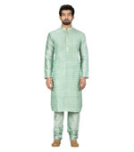 Pista Green Silk Reception Wear Kurta Pyjama