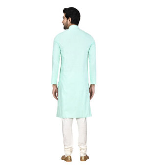 Sea Green Silk Ethnic Wear Kurta Pyjama