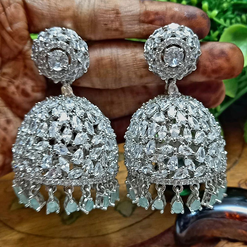 Karatcart Silver Tone Light Green American Diamond Stud Earrings for Women   Amazonin Fashion