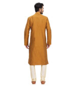 Mustard Silk Reception Wear Kurta Pyjama