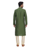 Green Silk Ethnic Wear Kurta Pyjama