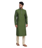 Green Silk Ethnic Wear Kurta Pyjama