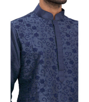 Navy Blue Cotton Traditional Wear Kurta Pyjama
