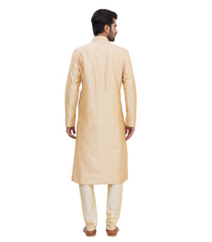 Gold Silk Wedding Wear Kurta Pyjama