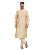 Gold Silk Wedding Wear Kurta Pyjama