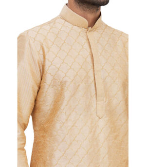 Gold Silk Wedding Wear Kurta Pyjama