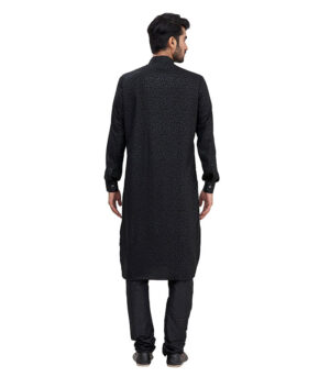 Black Silk Ethnic Wear Kurta Pyjama