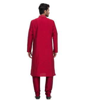 Red Silk Ceremonial Kurta Pyjama