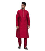 Red Silk Ceremonial Kurta Pyjama