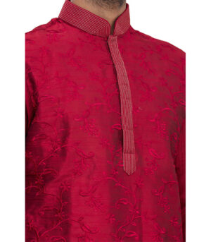 Red Silk Ceremonial Kurta Pyjama