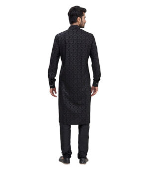 Black Silk Party Wear Kurta Pyjama