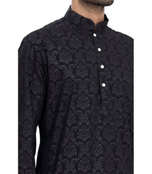 Black Silk Party Wear Kurta Pyjama