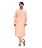 Peach Silk Reception Wear Kurta Pyjama