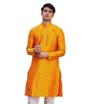 Gold Silk Ethnic Wear Kurta Pyjama