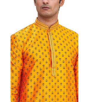 Gold Silk Ethnic Wear Kurta Pyjama