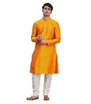 Gold Silk Ethnic Wear Kurta Pyjama