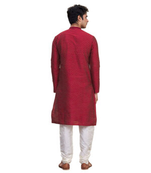 Maroon Cotton Traditional Wear Kurta Pyjama