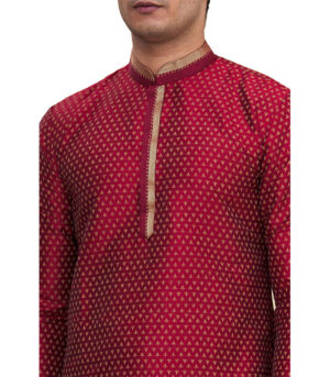 Maroon Cotton Traditional Wear Kurta Pyjama