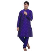 Royal Blue Cotton Wedding Wear Kurta Pyjama