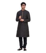 Black Silk Bridal Wear Kurta Pyjama