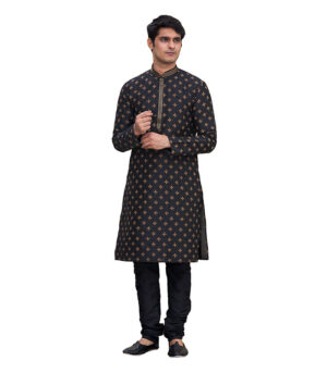 Black Silk Bridal Wear Kurta Pyjama