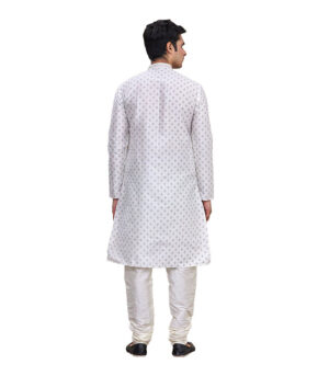 Off White Cotton Ethnic Wear Kurta Pyjama