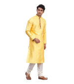 Yellow Cotton Ceremonial Kurta Pyjama