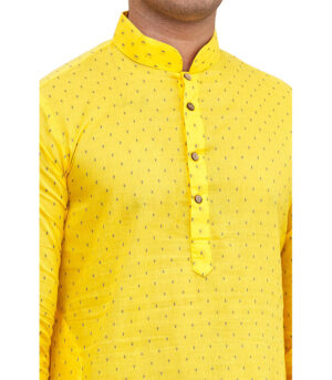 Yellow Cotton Festival Wear Kurta Pyjama