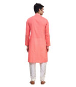 Peach Cotton Reception Wear Kurta Pyjama